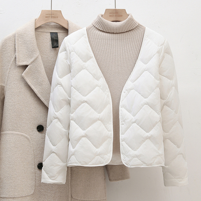 2024冬季新款羽绒内胆女深V领打底大衣伴侣内搭轻薄保暖短羽绒服