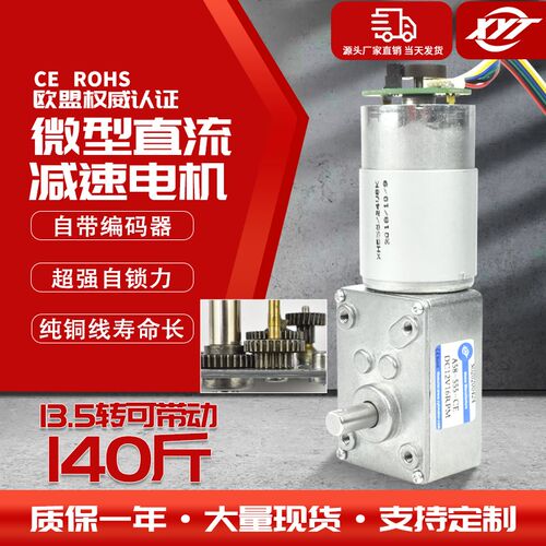 5840-555涡轮蜗杆微型直流减速马达小电机12v24v带编码器自锁齿轮