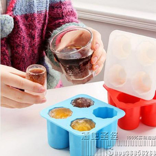 酒吧硅胶子弹杯冰格 一口杯冰格 4杯冰格 Shot杯冰模 冰杯