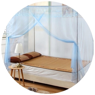 一米二床纹帐1.2米1.5床带支架B普通蚊帐老式家用文章宿舍学生帐