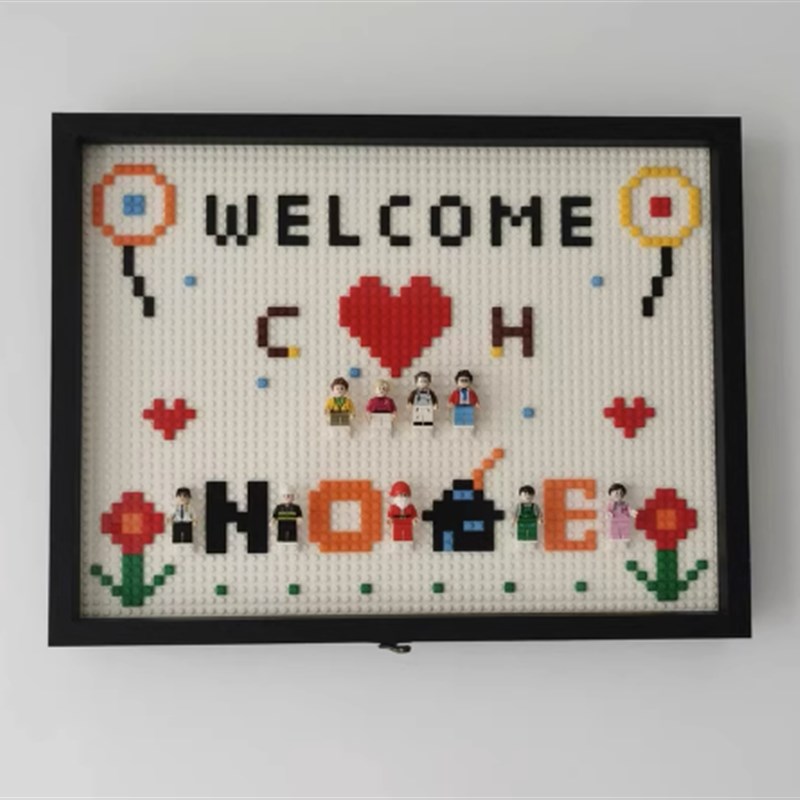 电闸箱遮挡免打孔电表箱创意挂画积木相框积木人仔公仔拼装饰画