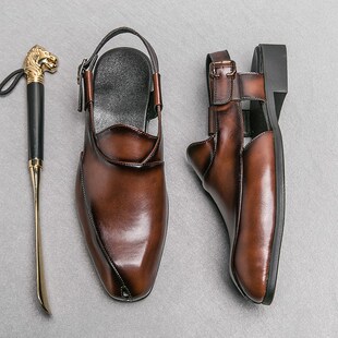 英伦个性 男鞋 百搭男鞋 韩版 休闲透气 2023新款 潮流懒人皮凉鞋 夏季