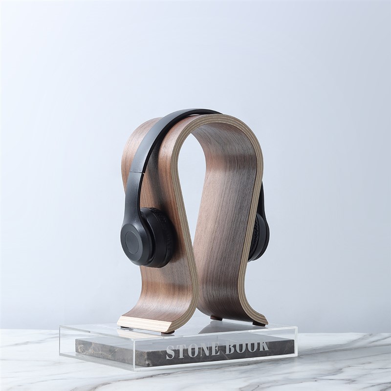 简约复古木质耳机支架摆件电脑桌电视F柜客厅卧室家居装饰品样板