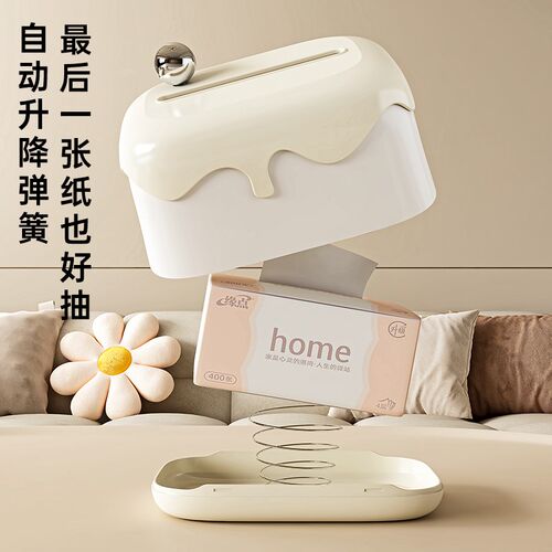 纸巾盒客厅轻奢家l用桌面高级感可爱创意餐桌卫生纸抽盒奶油风