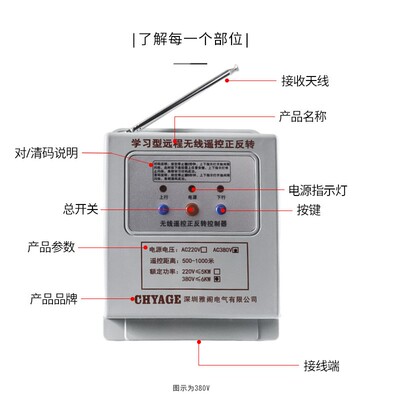三相电机正反转无线遥控开关380VD工业遥控器大棚卷帘机倒顺控制