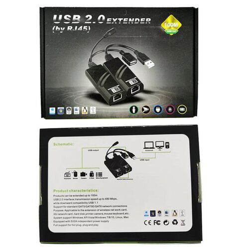 usb放大器2g0延长线USB转网线水晶头RJ45接口网络延长器50米100