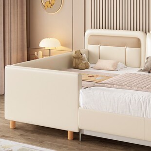 奶油风儿b童床拼接床带护栏加宽床拼接床边床男孩侧边床新生婴儿