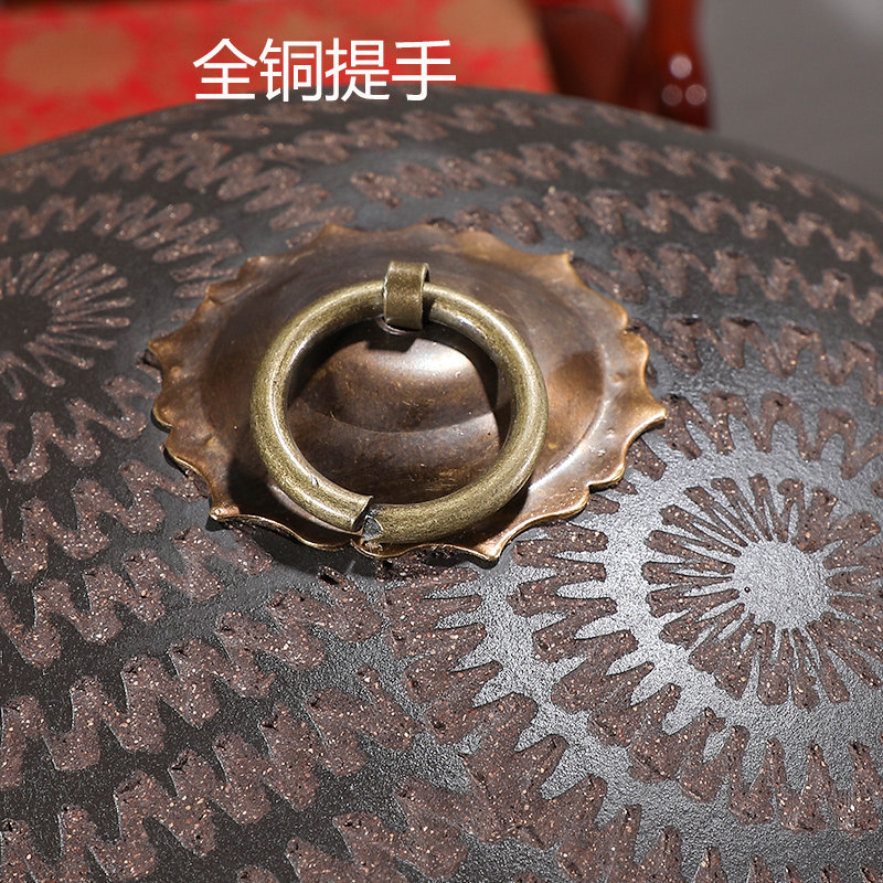 宜兴紫砂水缸 大号储水缸水罐酒缸带龙头净水缸茶水缸 时来运转