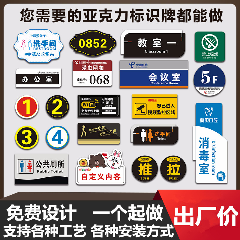 标识牌标牌丝印警示标志牌办公数字科室号码门牌标牌楼层号码牌警