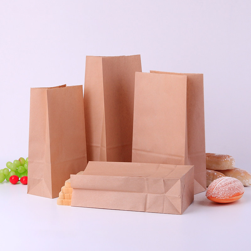 牛皮纸方底袋吐司小吃防油纸袋烤面包环保纸袋一次性糕点袋个