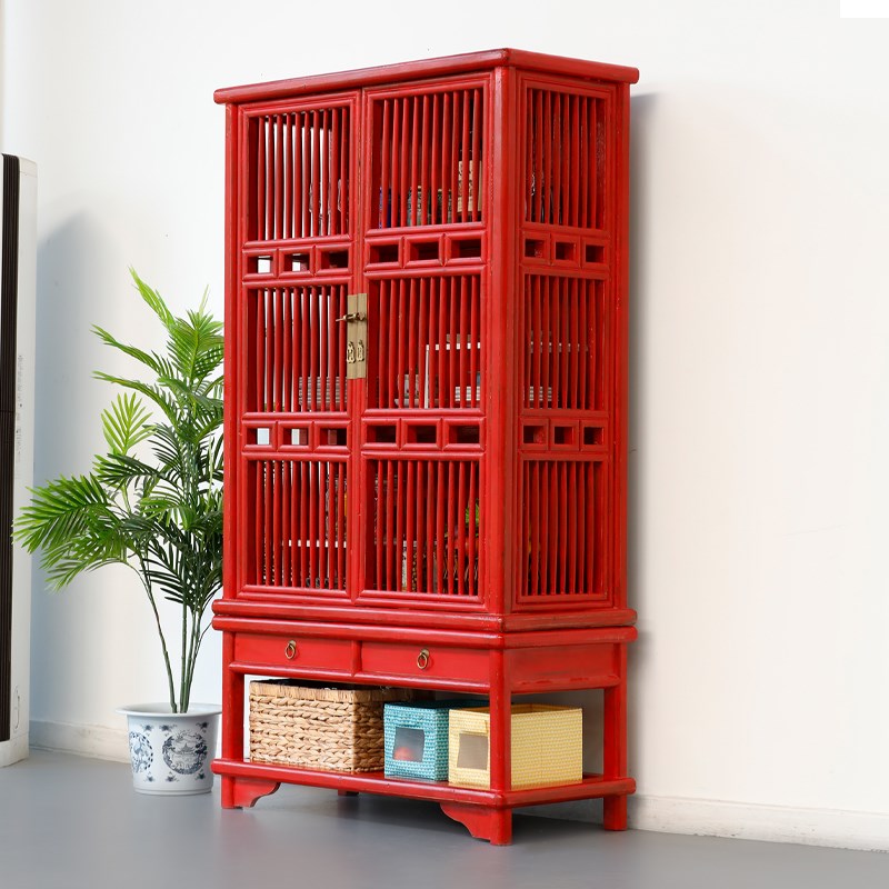 复古实木餐边柜现代中式家具松木多功能落地置物酒柜展示书架