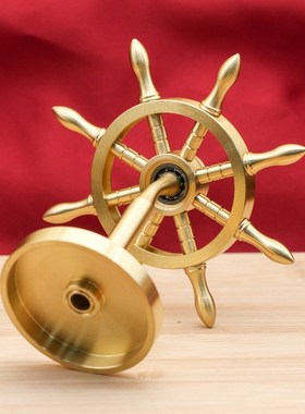 黄铜舵舵手领航者船舵酒店办公室桌面品业礼品装饰泽羽中式