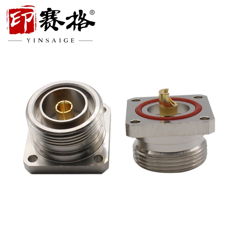 L29-KFD四孔法兰方板连接器防水 DIN-KF固定面板7/16母座大功率头