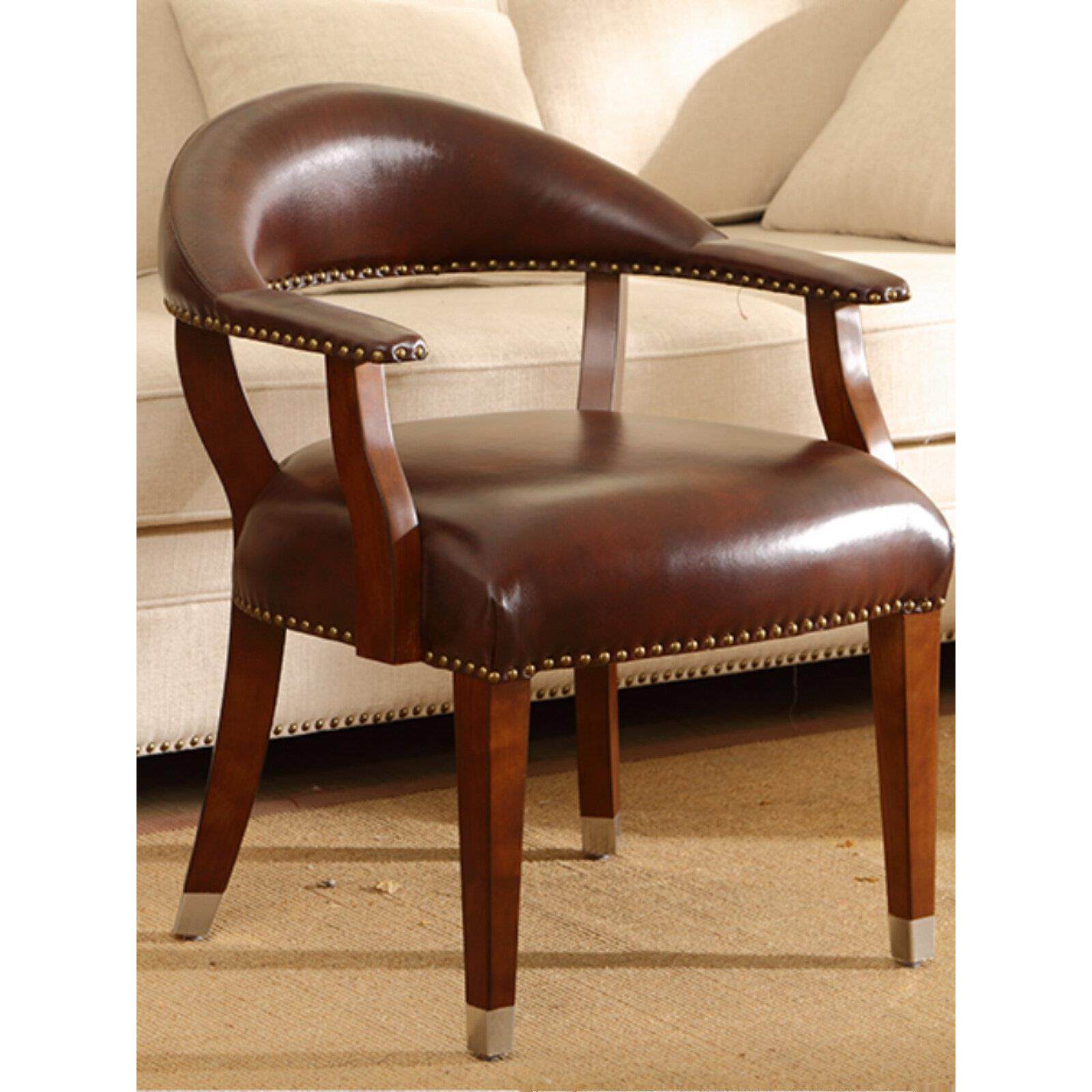 中式实木圈椅咖啡厅办公椅覆古休闲扶手餐椅古典靠背洽谈真皮椅子