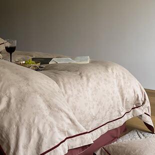 夏季 色织提花四件套纯棉被套裸睡床单床上用品4 轻奢100支全棉AB版