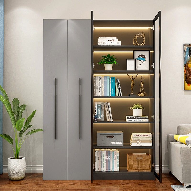 轻奢抽拉书柜玻璃门推拉书橱带灯展示柜书房收纳储物柜置物架组合,住宅家具,单个书柜,淘宝优惠券,粉丝福利购,淘宝优惠卷