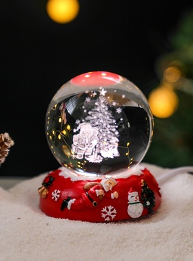创意圣诞老人水晶球摆件办公室桌面装饰品送儿童圣诞节平安夜礼物