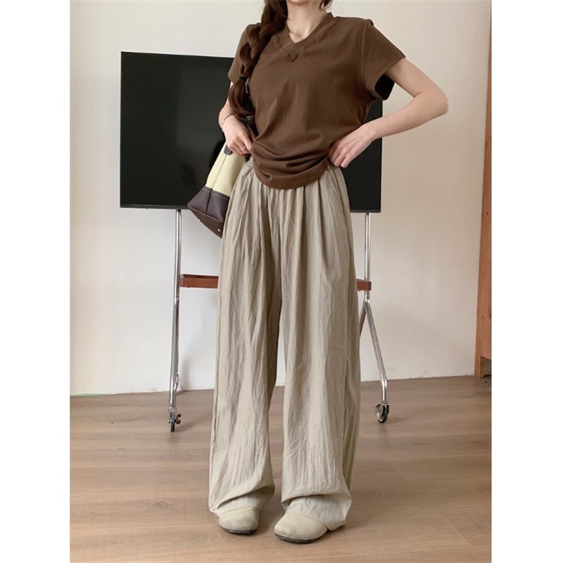 小吉家大码女装休闲薄款裤子山本裤夏季收腰短袖t恤阔腿裤两件套