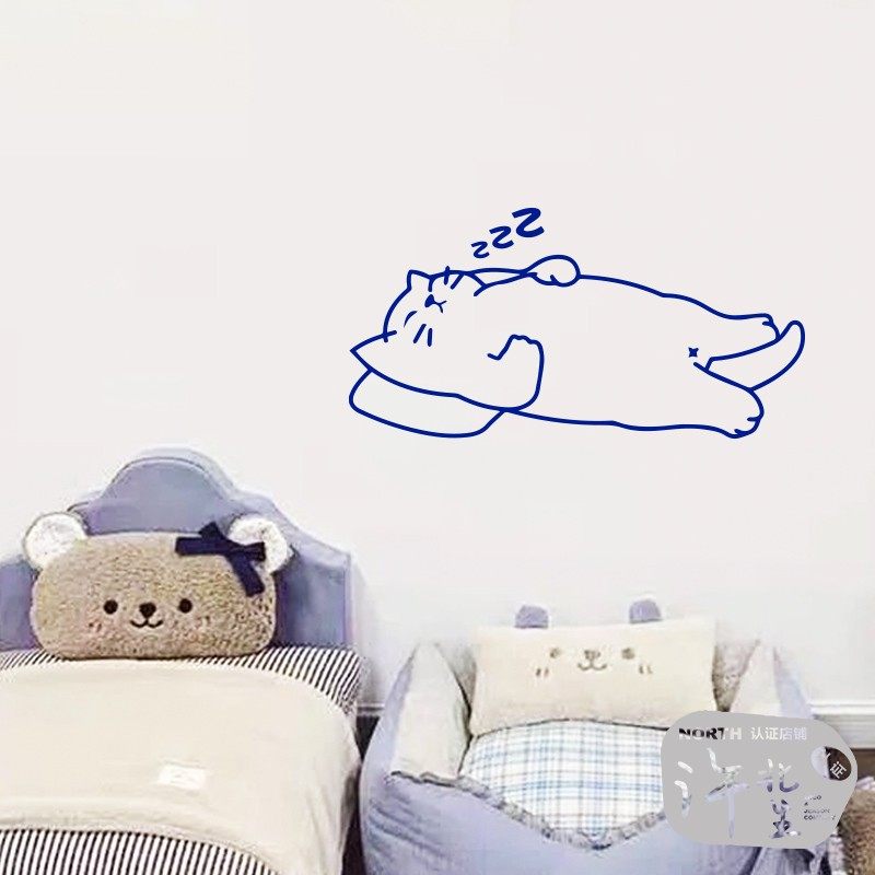 躺平的猫咪可爱玻璃门贴纸 打呼噜猫防撞玻璃贴 儿童房商店橱窗贴,家居饰品,软装墙贴,淘宝优惠券,粉丝福利购,淘宝优惠卷