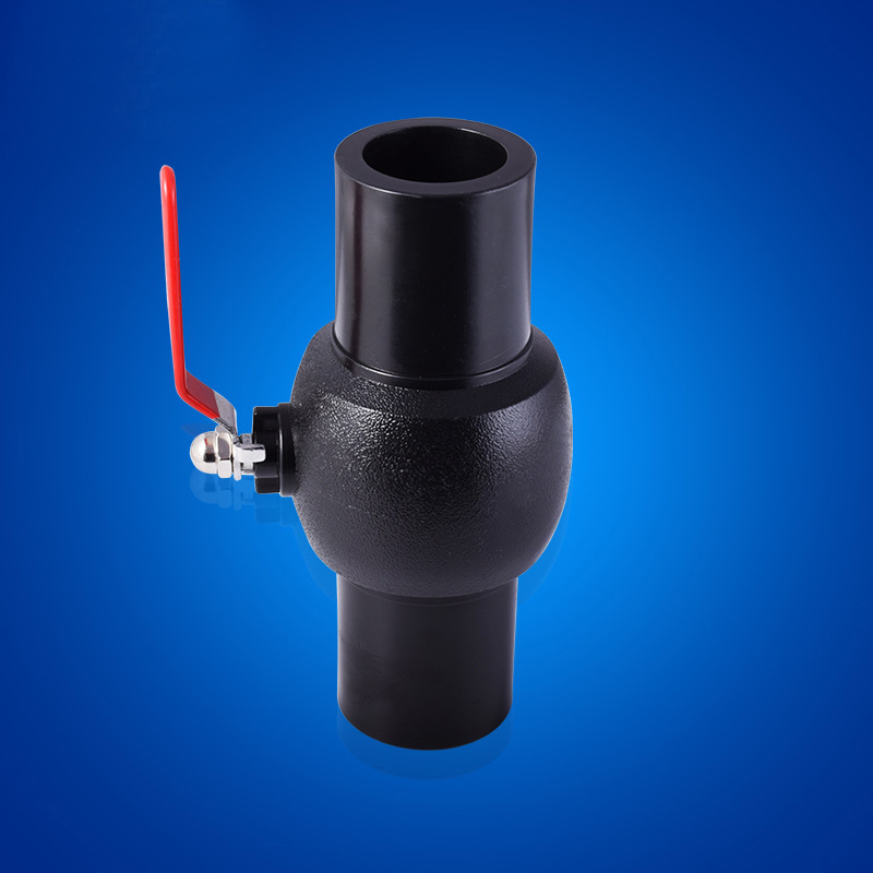 饮用水专用PE钢芯球阀对接阀门铁手柄手把75 90 110 160对接管件