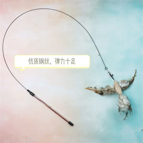加长钢丝小鸟逗猫棒可替换铃铛羽毛逗猫杆宠物幼猫玩具小旋风吸盘