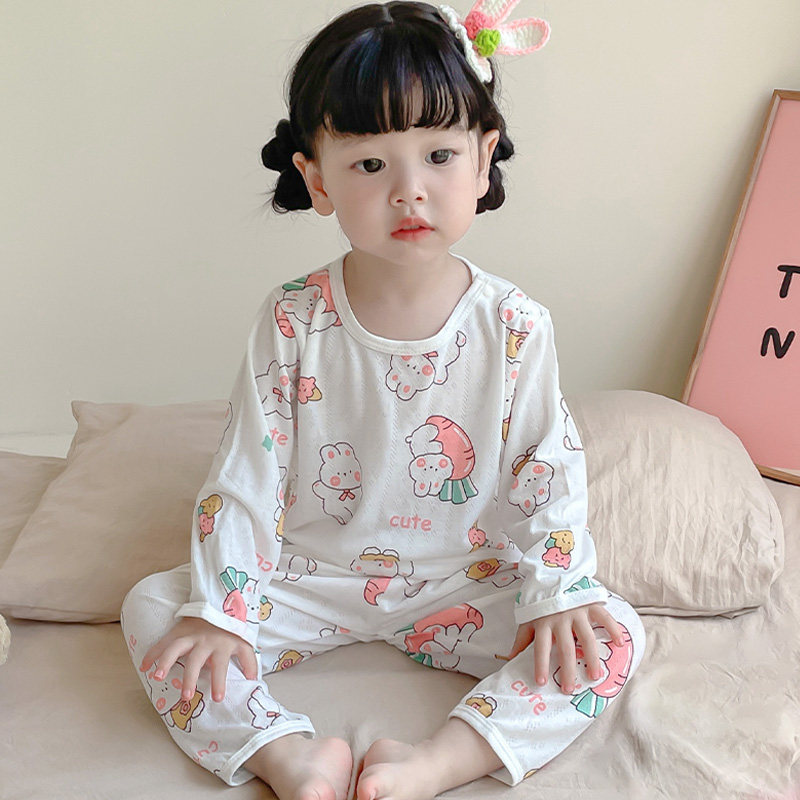 儿童睡衣女孩夏季薄款女童夏款长袖女宝宝空调服防着凉家居服夏天,童装/婴儿装/亲子装,家居服套装,淘宝优惠券,粉丝福利购,淘宝优惠卷