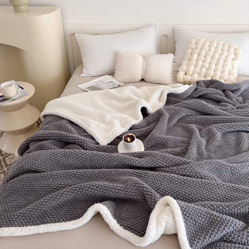 隽雅之境~简约加厚羊羔绒午睡毛毯塔芙绒沙发毯子秋冬保暖休闲毯