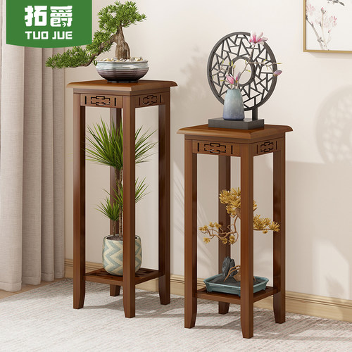 花架子简易室内实木花盆架客厅落地式吊兰架仿古花几中式阳台花架
