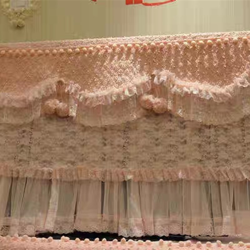 粉色球球网纱蕾丝液晶电视防尘套装饰罩