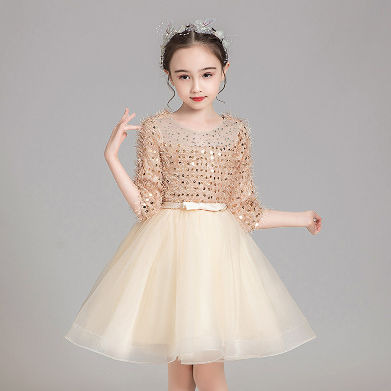 女童香槟色礼服公主裙蓬蓬纱生日小花童婚纱主持人儿童演出服表演,童装/婴儿装/亲子装,儿童礼服,淘宝优惠券,粉丝福利购,淘宝优惠卷