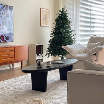 黑色原木实木茶几小户型客厅美式创意实木功夫茶桌咖啡桌茶台名宿