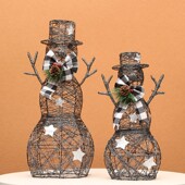 圣诞节装 饰品场景布置桌面摆件雪房子铁艺发光雪人麋鹿圣诞树家用