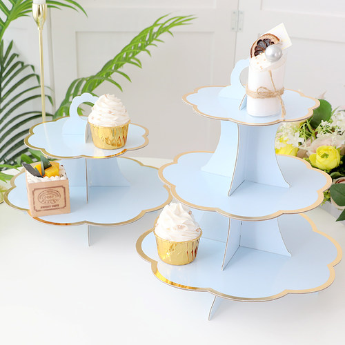 生日装饰甜品台摆件点心展示架周岁生日场景布置多层创意蛋糕托盘