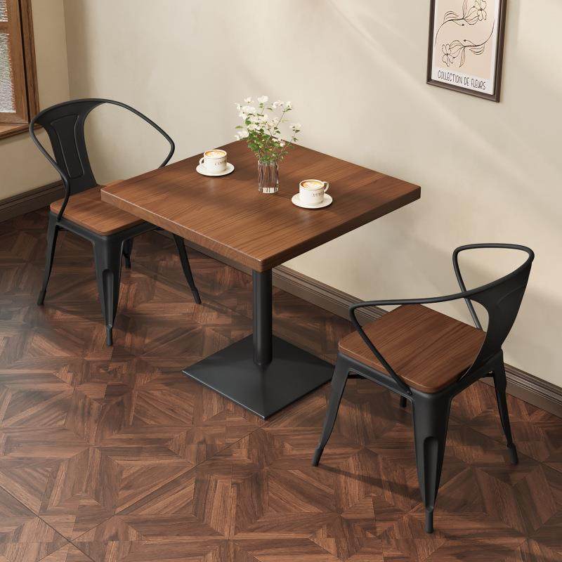 咖啡店酒馆奶茶西餐厅商用实木餐桌椅组合餐饮双人小四方腿桌子