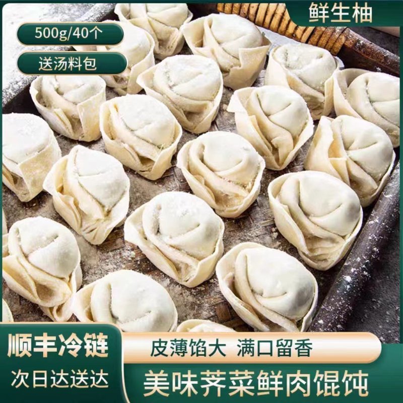 荠菜鲜肉馄饨手工馄饨1斤40个云吞半成品速食速冻馄饨馄饨