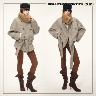 可拆卸环保毛领羊毛色纺纱多穿立领低腰线大衣 Luna DID DAILY