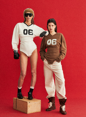 DID DAILY:Bella 7A抗菌针织面料撞色立裁不对称连体多穿长袖T恤