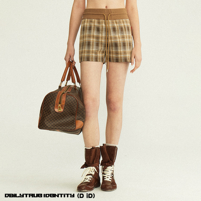 DID DAILY:Ula 提花色织格纹针织弹力复古运动短裤