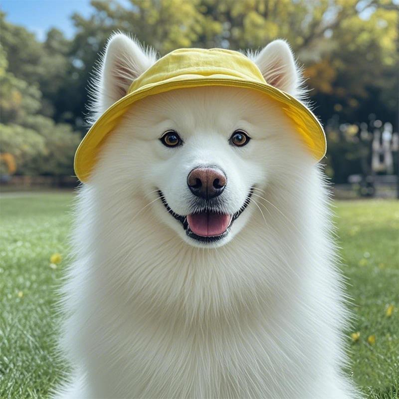 萨摩耶宠物狗狗专用帽子露耳朵夏天夏季遮阳帽防晒渔夫帽大型犬