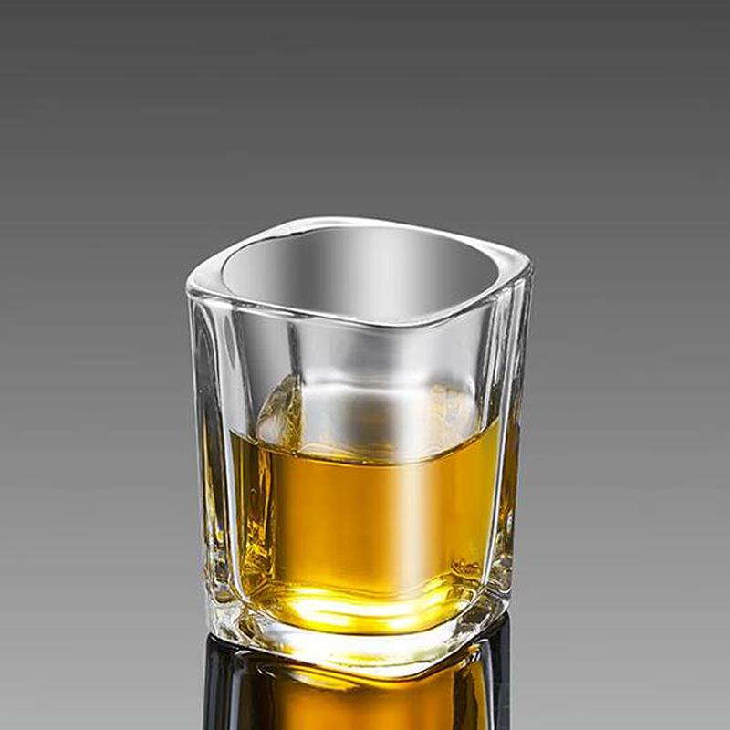 6祇装方形威士忌酒杯家用小号洋酒玻璃杯shot一口白酒杯伏特加杯