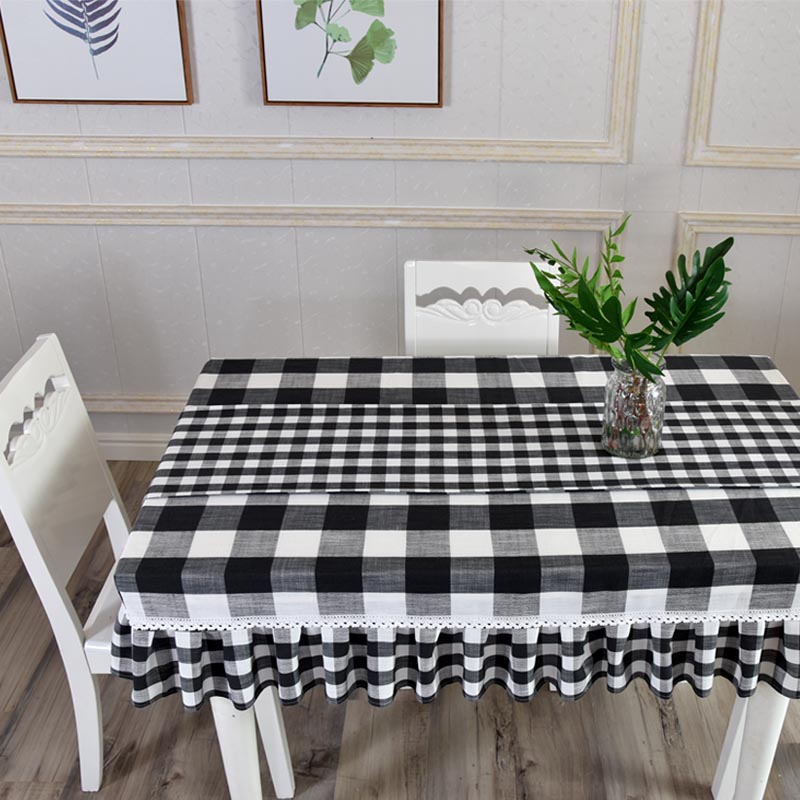 22年新款桌罩长方形餐桌布棉麻桌子家用格子茶几罩桌裙台裙