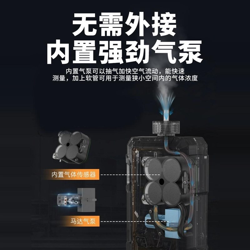 泵吸式四合一气体检测仪多功能报警器有毒有害气体漏气浓度监测仪