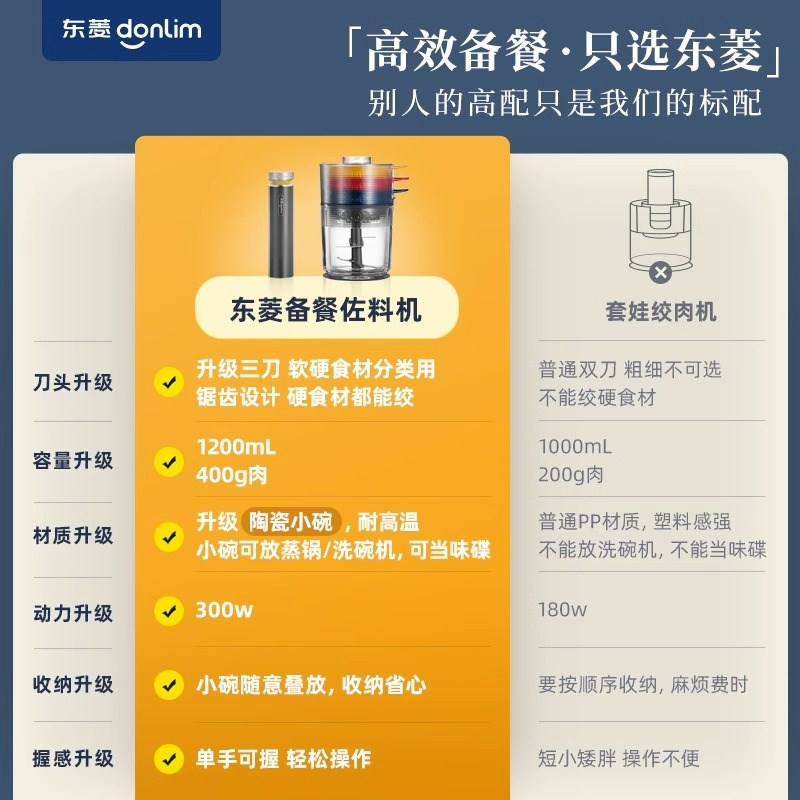 东菱绞肉机家用电动小型碎菜绞肉全自动多功能料理辅食百味佐料机