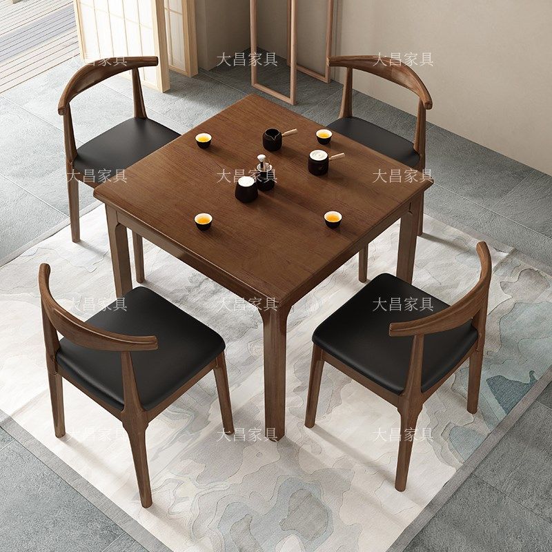 加厚全实木阳台正方形洽谈小户型休闲棋牌桌打牌专用桌子四方桌
