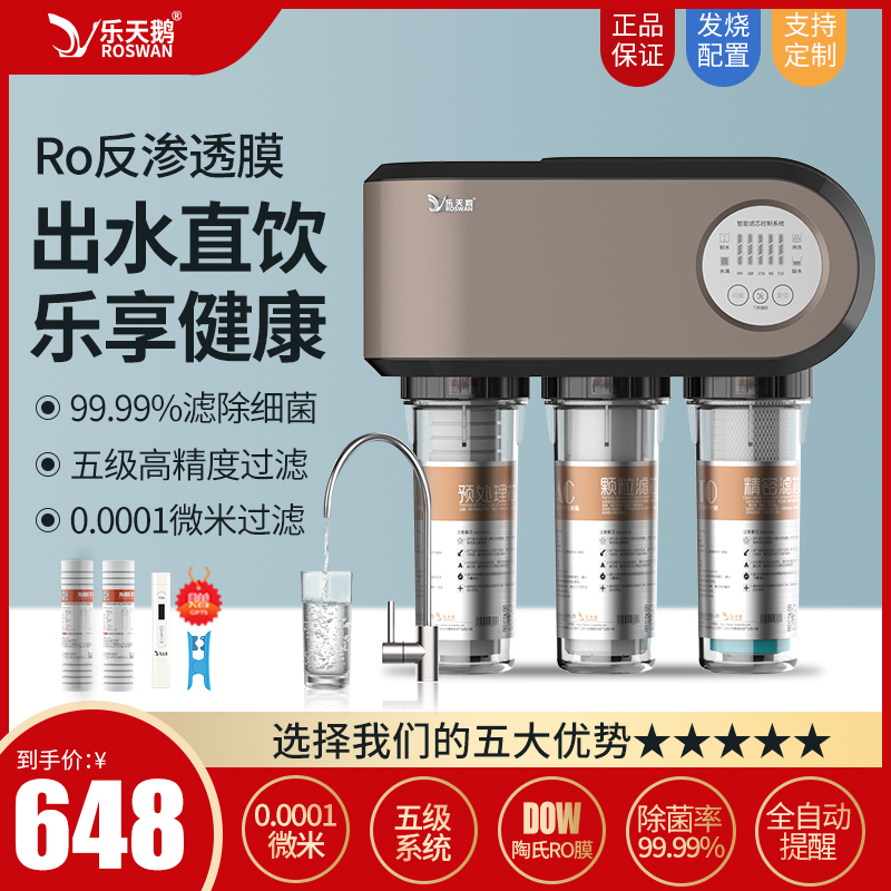 DIY乐天鹅净水器家用直饮自来水过滤器厨房净化器ro反渗透净水机