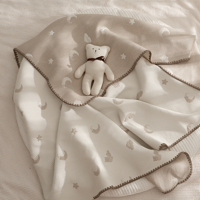 婴儿毛毯小被子抱毯纯棉新生儿宝宝车盖毯儿童针织毯豆豆棉毯两用