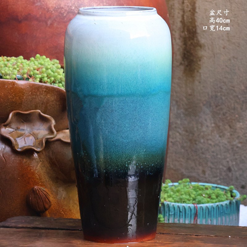 手工复古粗陶直筒高老桩陶罐透气紫砂陶瓷兰花九尾狐绿植多肉花盆