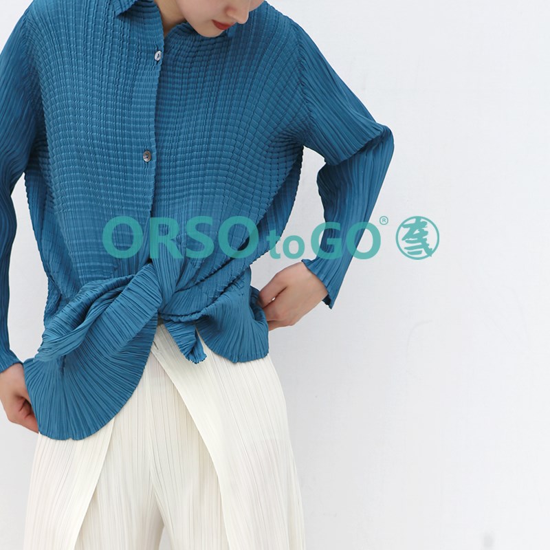 ORSOtogo褶皱风格上衣女外套打底衫长袖宽松修身大码2025夏薄
