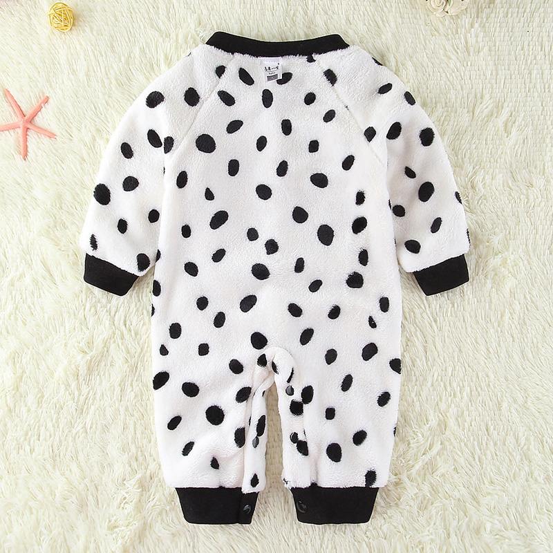 婴儿法兰绒连体衣服秋冬款新生儿男宝宝珊瑚绒睡衣0-1-2岁外出服