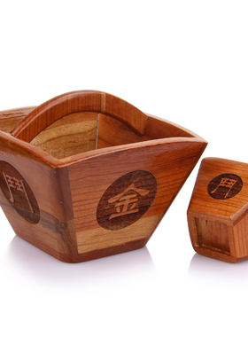 仿古米斗摆件日进斗金桃木摆件桃木斗